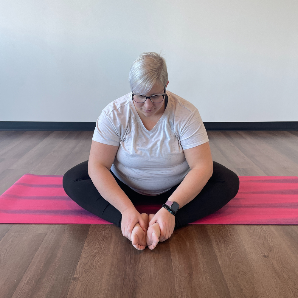 Karen Kirchman in baddha konasana pose