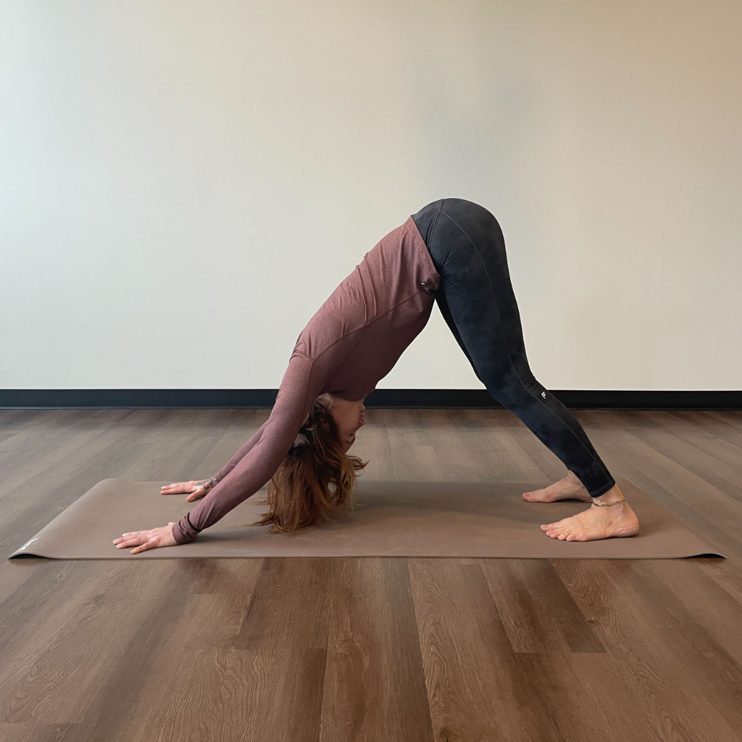 Marta Gruber practies adho mukha svanasana