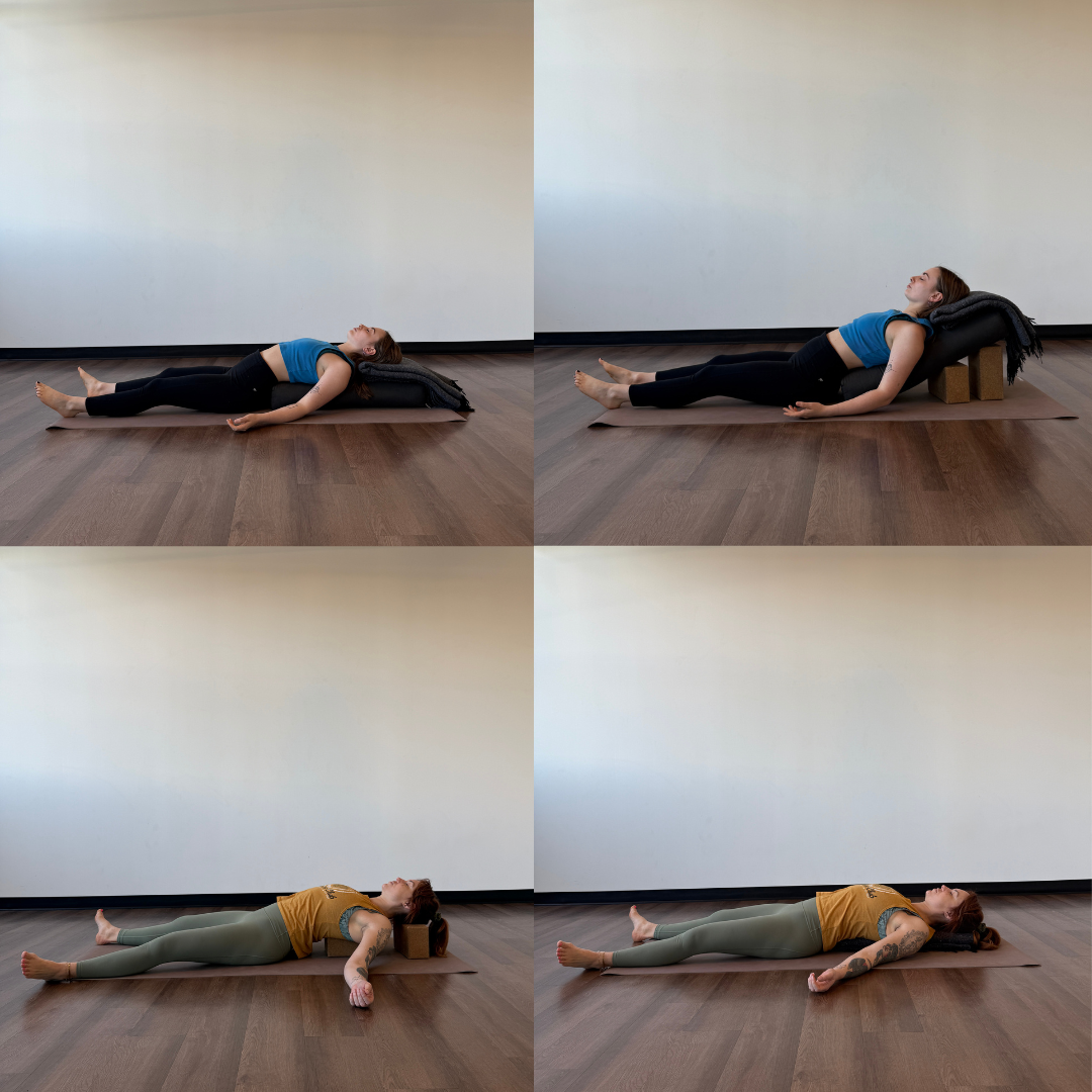 Zoe Lowden and Marta Gruber demonstrate different variations of supported fish pose