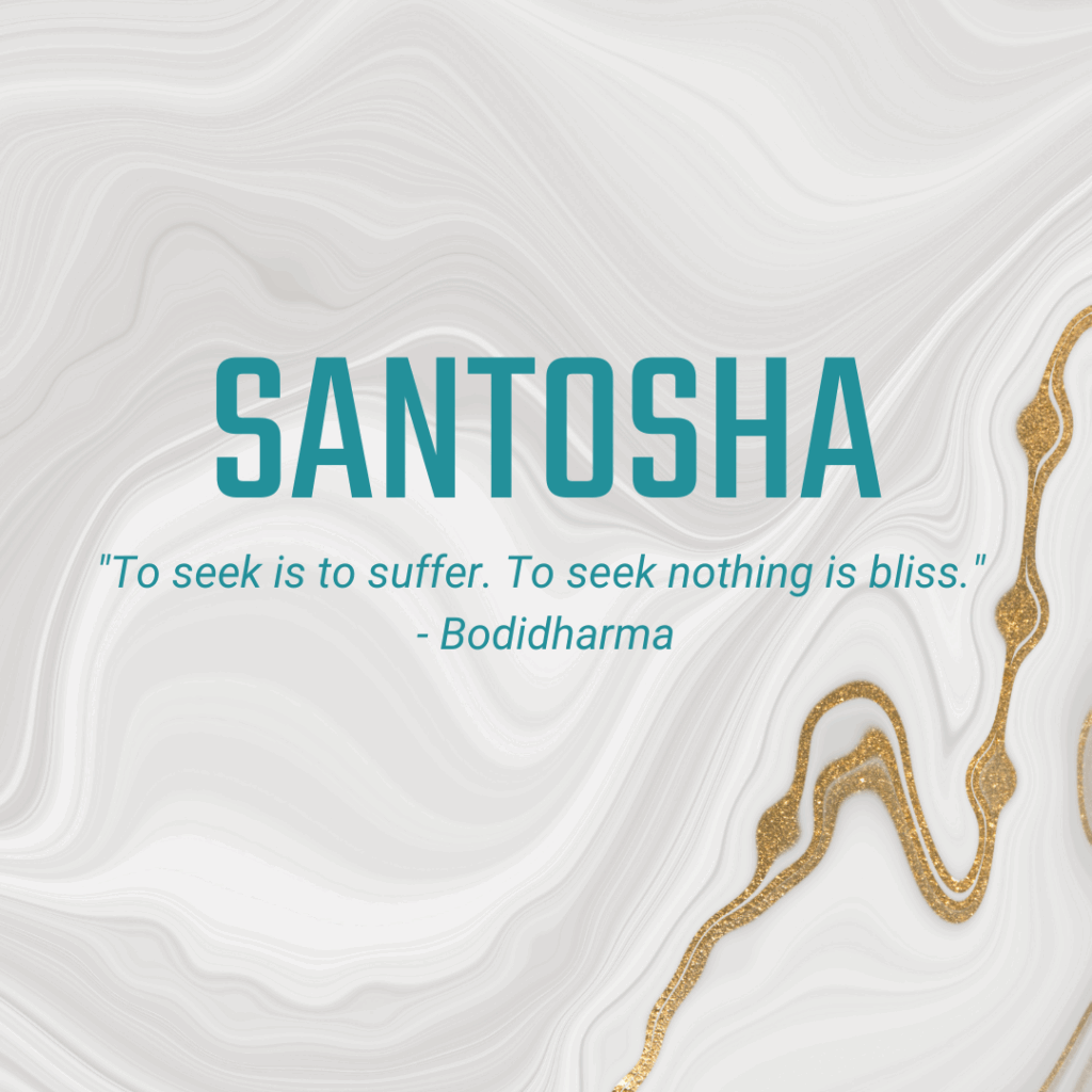 Santosha "To seek is to suffer. To seek nothing is bliss." - Bodidharma