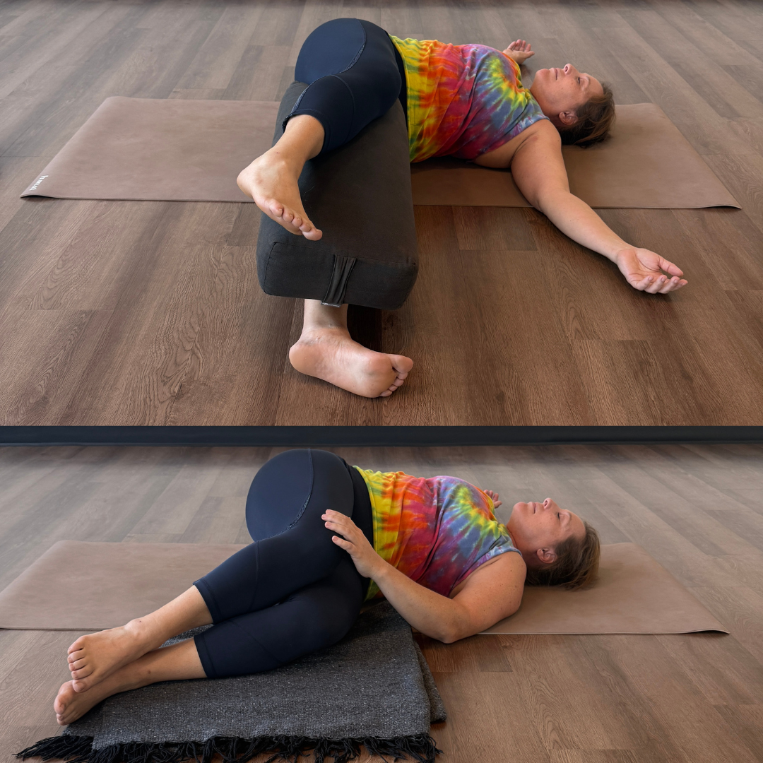 Kati Black practices Jathara Parivartasana 